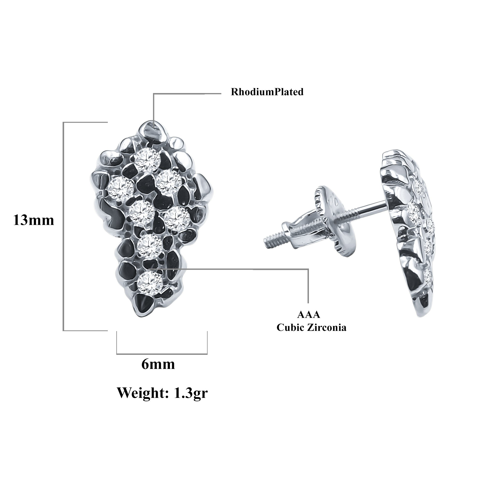 CURIO Screw Back Earrings featuring intricate cut-work design and sparkling cubic zircon stones set in 925 sterling silver.