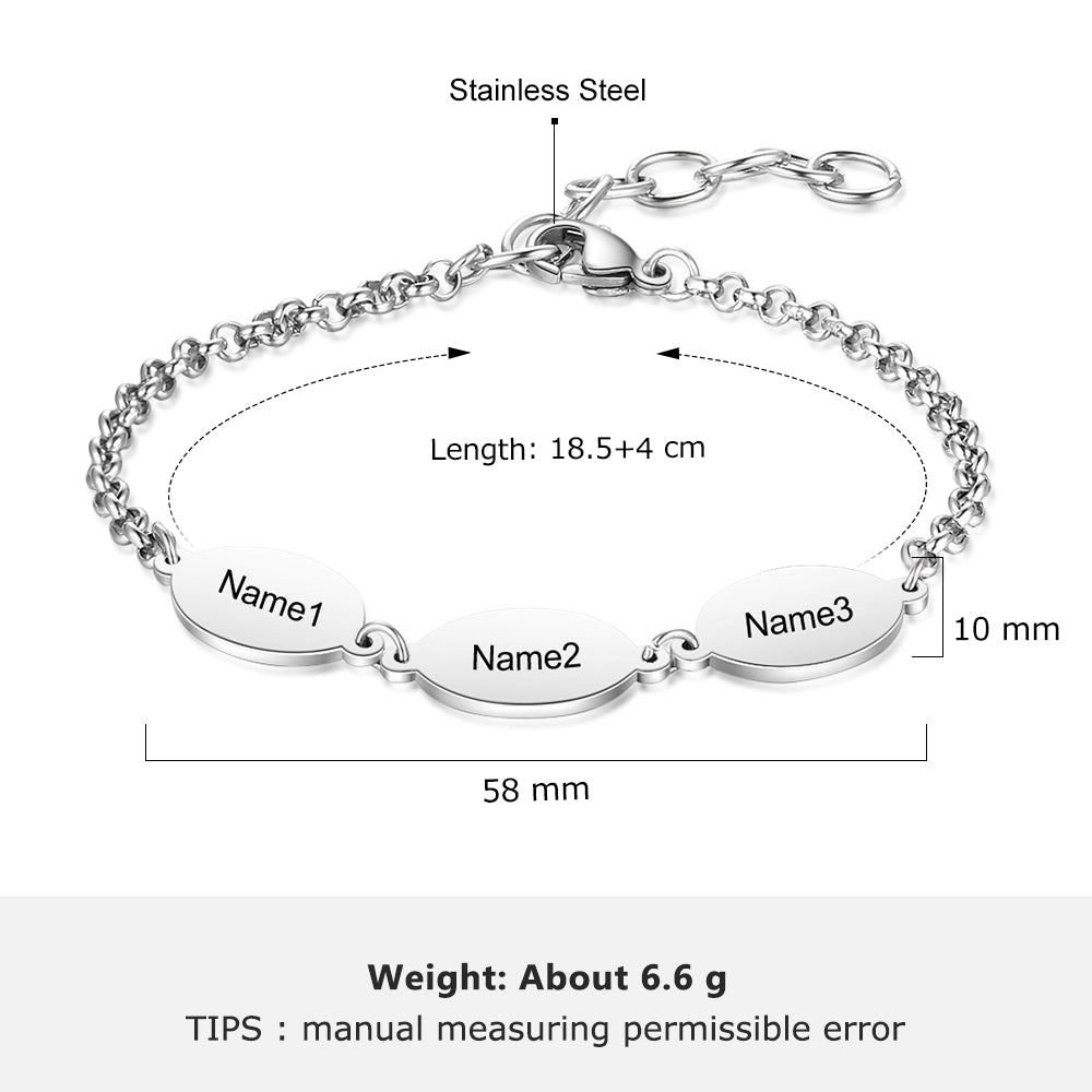 A stylish custom engraving stainless steel bracelet showcasing personalized engraving options.