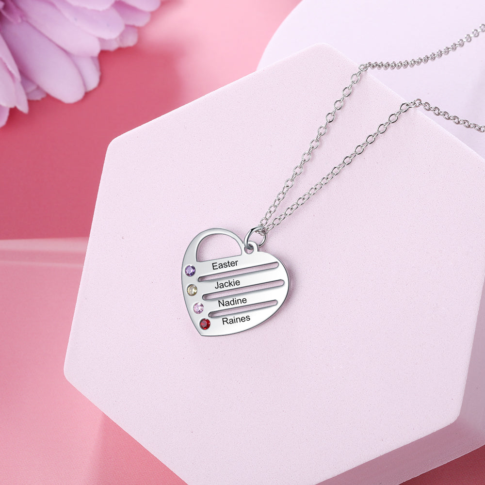 Custom Heart Necklace in white gold plating with a heart-shaped pendant, adjustable chain, and lightweight design.