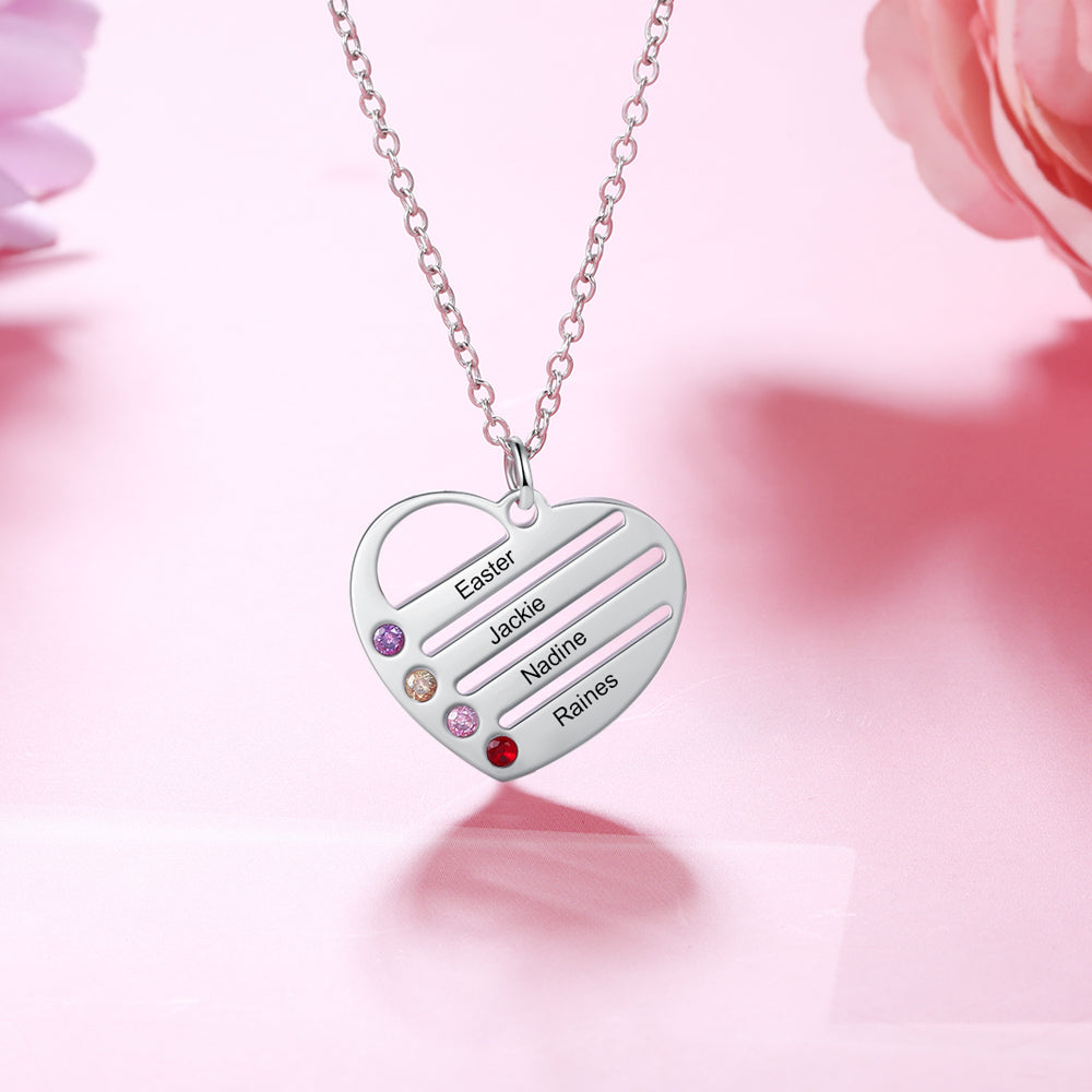 Custom Heart Necklace in white gold plating with a heart-shaped pendant, adjustable chain, and lightweight design.