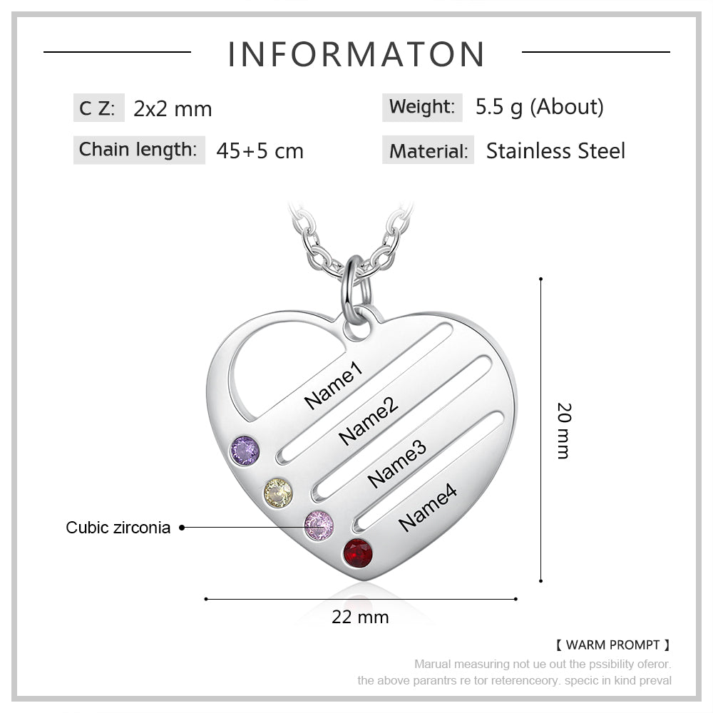 Custom Heart Necklace in white gold plating with a heart-shaped pendant, adjustable chain, and lightweight design.