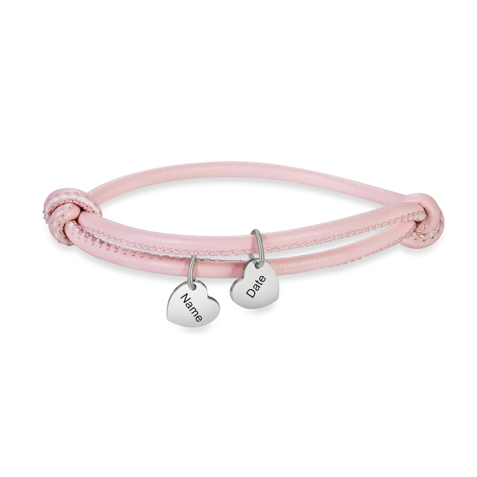 Custom Leather Bracelet made of stainless steel, available in gold and rose gold plating, featuring a personalized design.