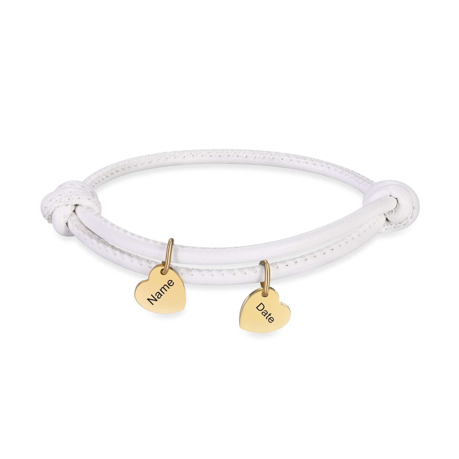 Custom Leather Bracelet made of stainless steel, available in gold and rose gold plating, featuring a personalized design.