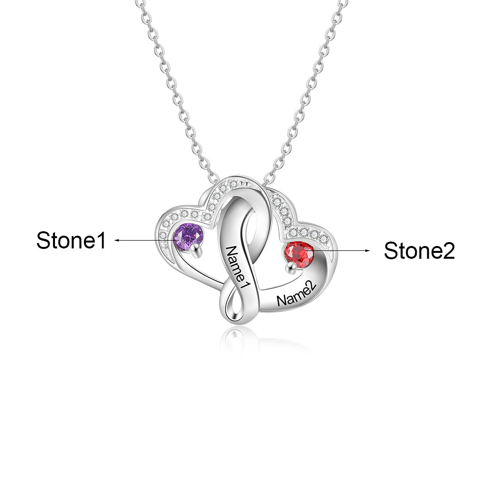 Custom Name 925 Sterling Silver Heart Necklace with adjustable chain and personalized name pendant.