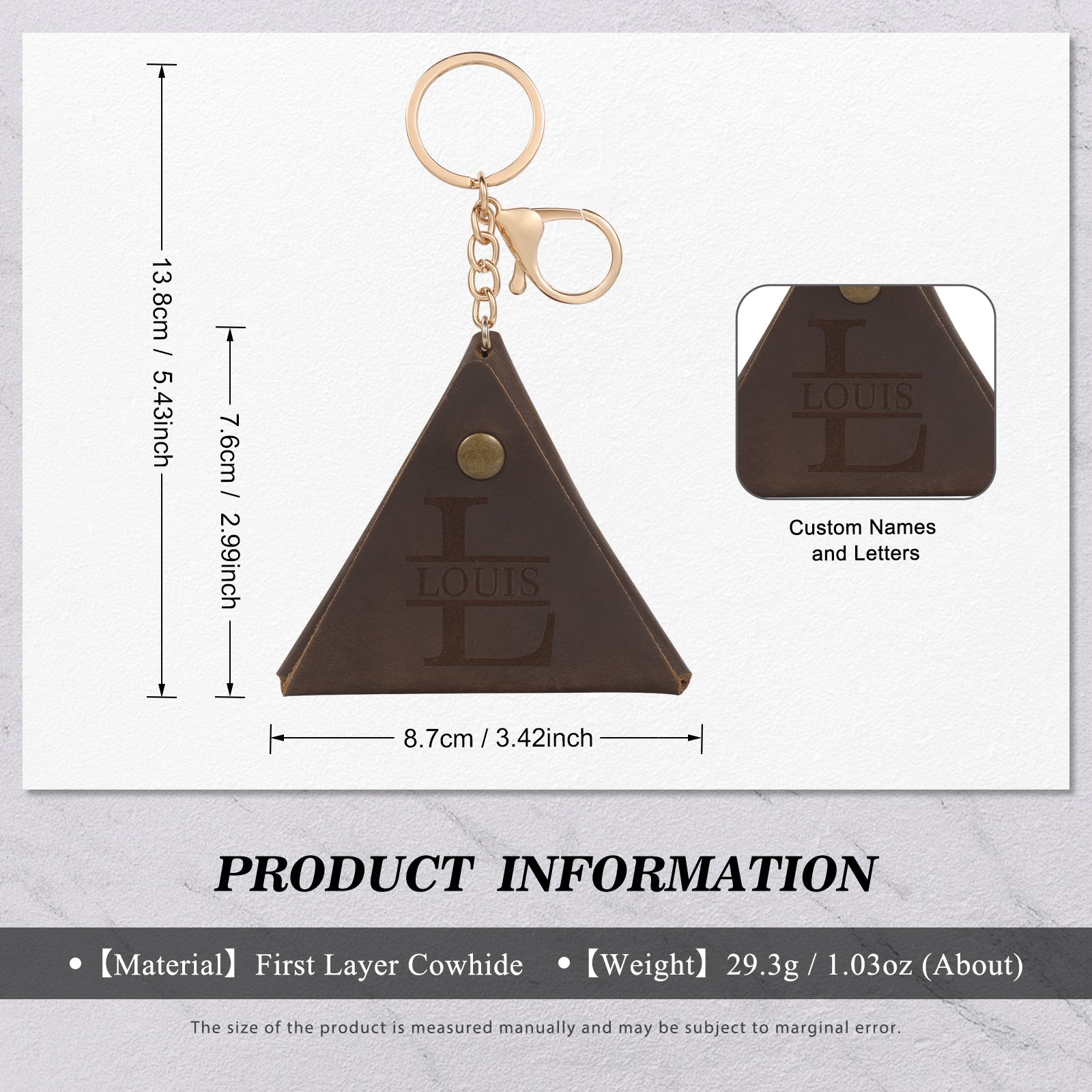 Custom Name and Letter Wallet made from first layer cowhide in apricot, brown, and dark brown colors, showcasing its personalized engraving options.