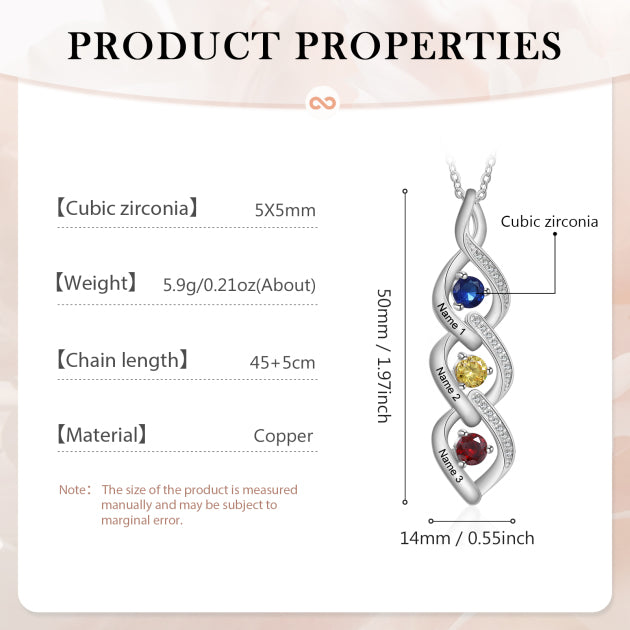 Custom Name Birthstone Necklace made of tarnish-resistant copper, featuring a personalized name and birthstone, elegantly displayed on a soft background.