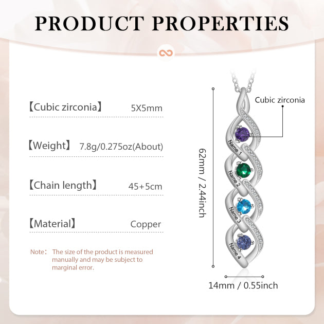 Custom Name Birthstone Necklace made of tarnish-resistant copper, featuring a personalized name and birthstone, elegantly displayed on a soft background.