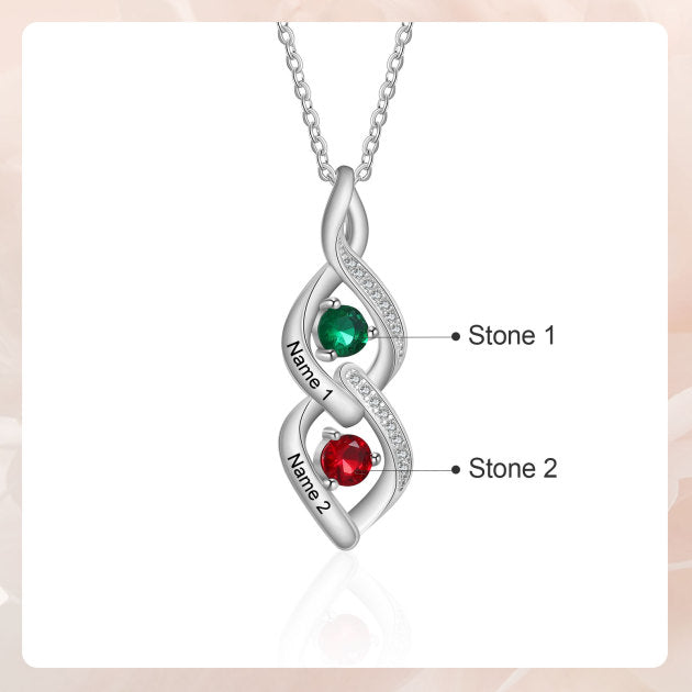 Custom Name Birthstone Necklace made of tarnish-resistant copper, featuring a personalized name and birthstone, elegantly displayed on a soft background.