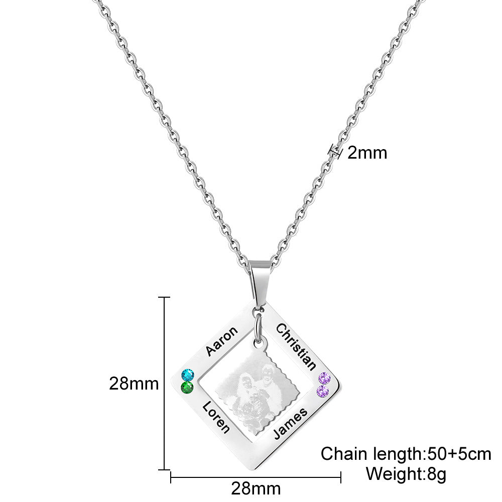 Custom Name Gift Box Necklace made of stainless steel, featuring a personalized name pendant, elegantly displayed in a gift box.