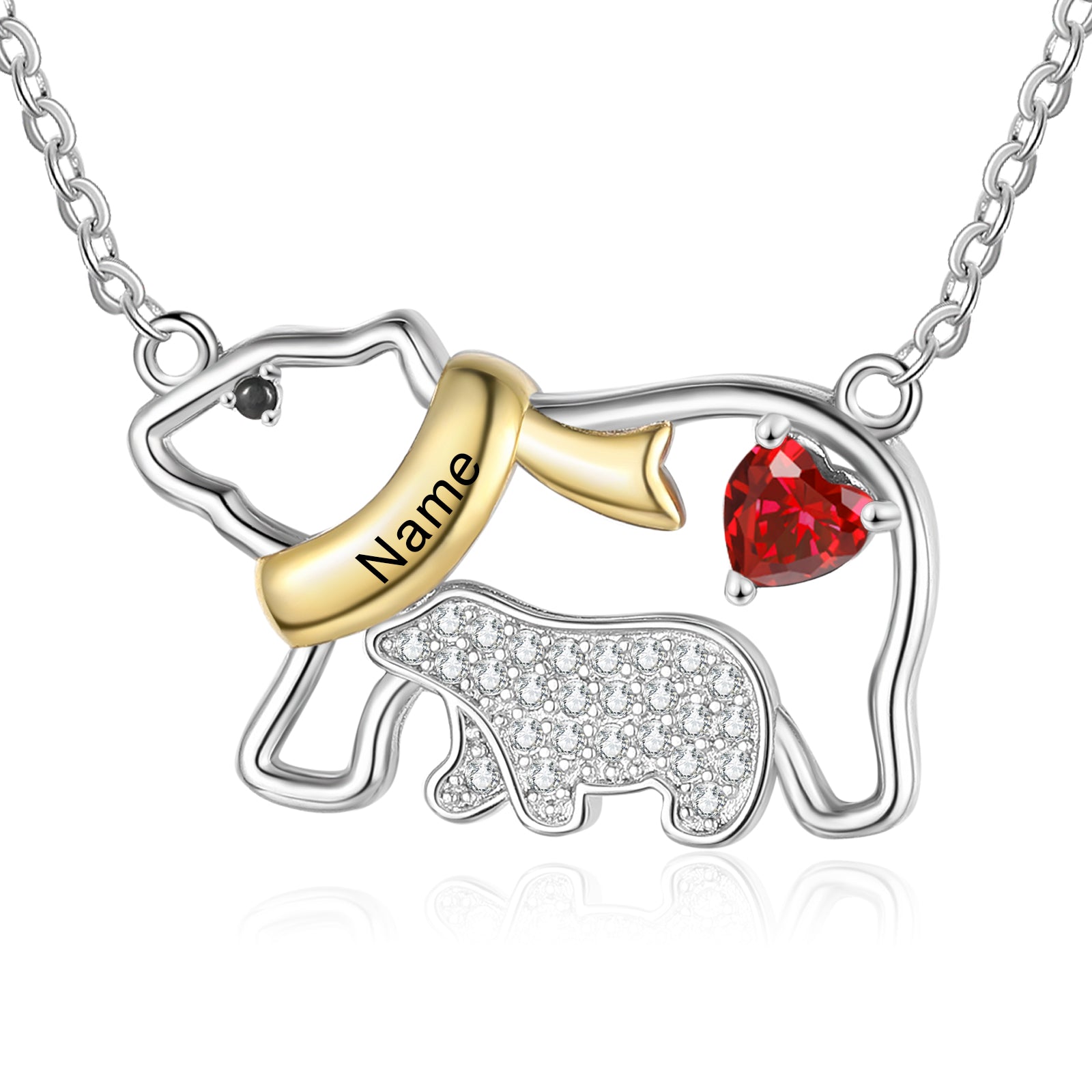 Custom Name Polar Bear Mother and Child Necklace made of tarnish-resistant copper, featuring a delicate design of a mother and child polar bear.