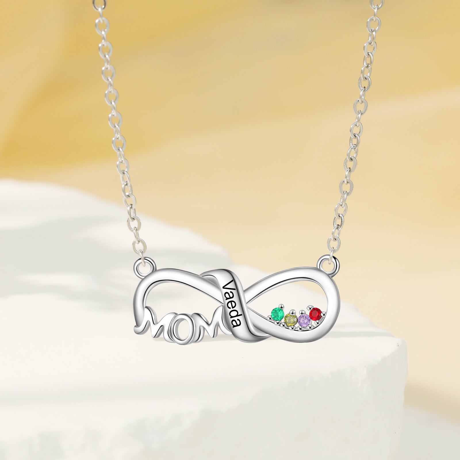 Custom Name Ribbon For Mom Necklace made of tarnish-resistant copper, featuring a personalized name design.