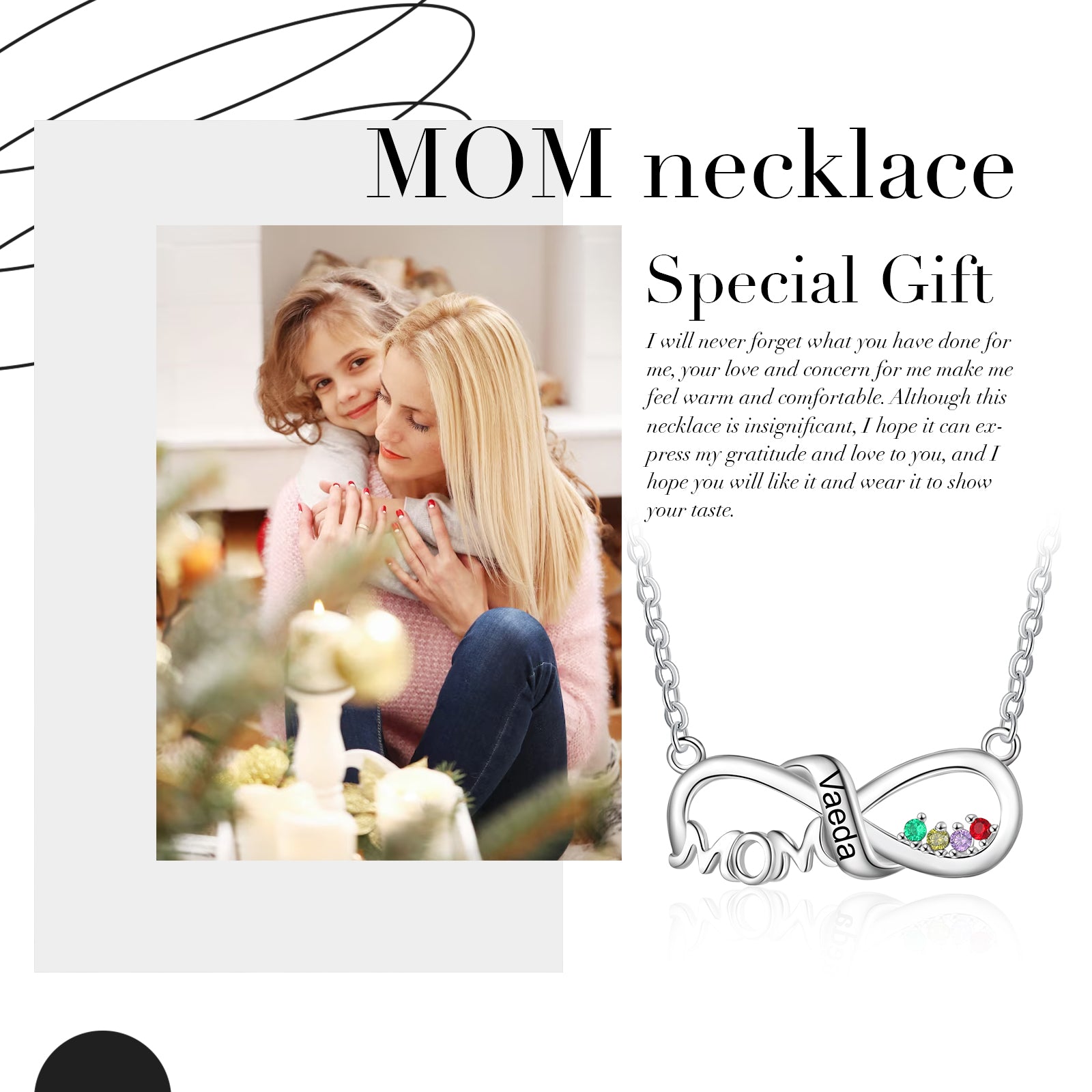 Custom Name Ribbon For Mom Necklace made of tarnish-resistant copper, featuring a personalized name design.