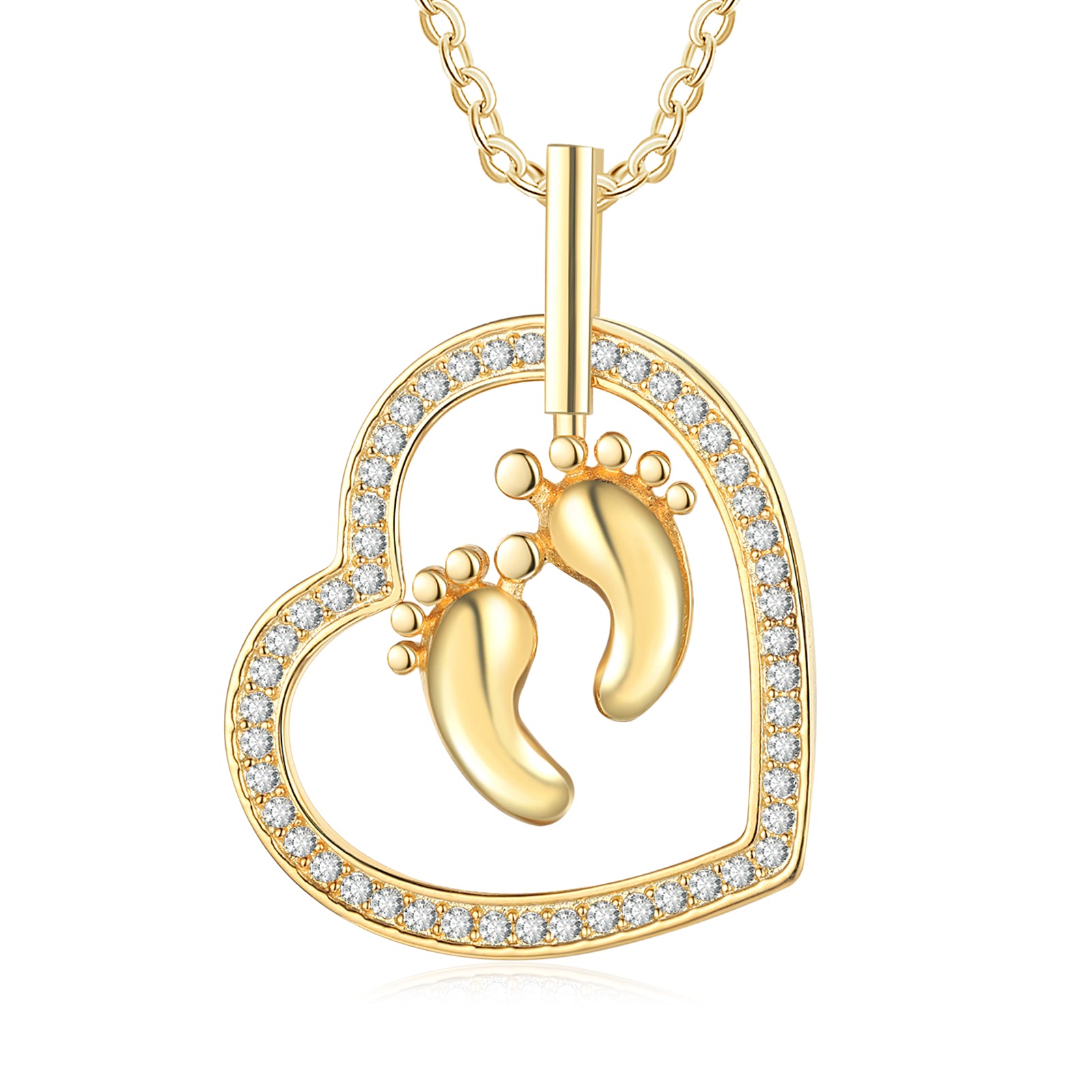 Custom Name Necklace featuring Baby Feet Heart design, handmade from tarnish-resistant copper.