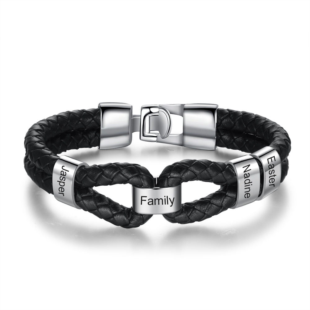 Custom Stainless Steel Leather Bracelet featuring a sleek stainless steel design with a leather strap, perfect for stylish accessorizing.