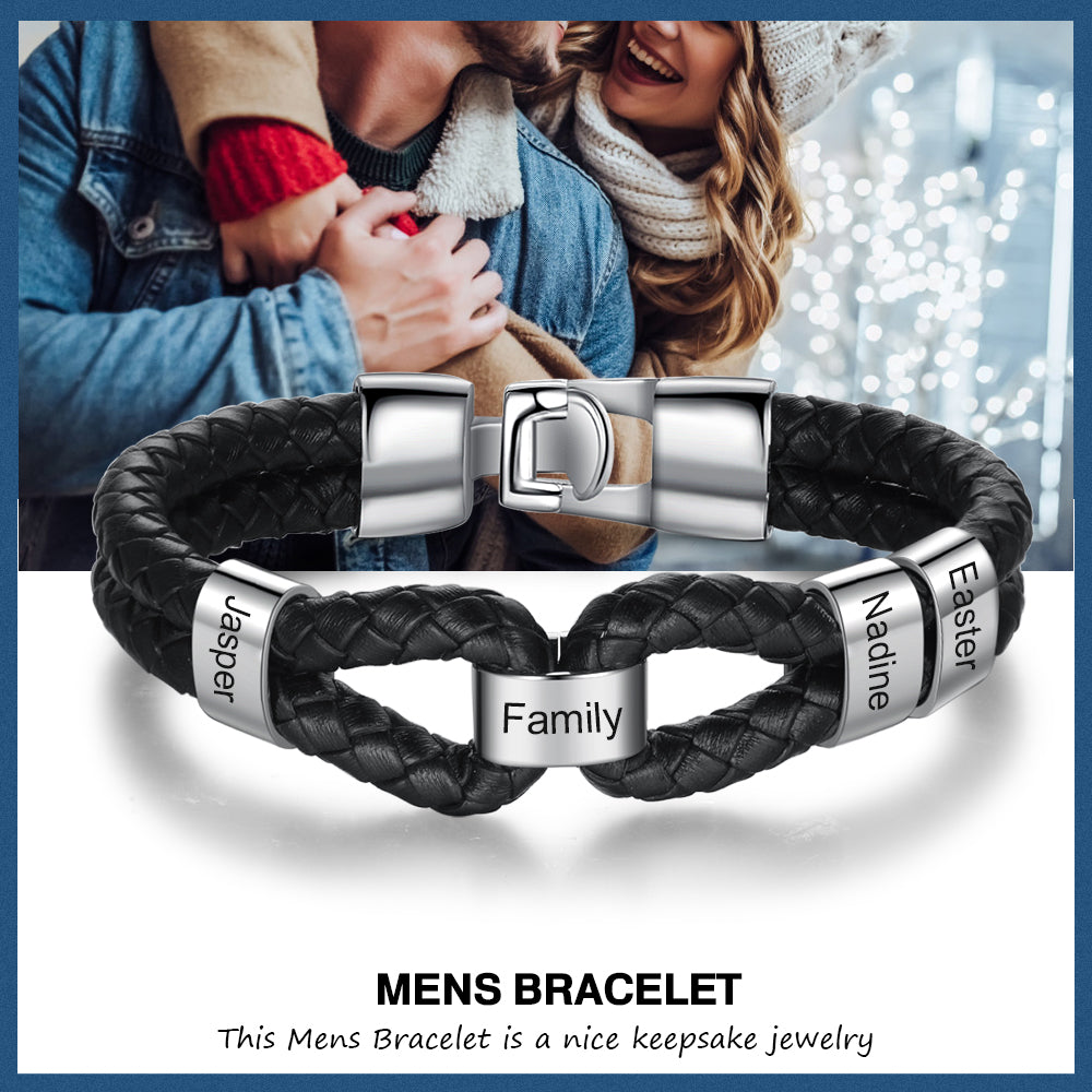 Custom Stainless Steel Leather Bracelet featuring a sleek stainless steel design with a leather strap, perfect for stylish accessorizing.