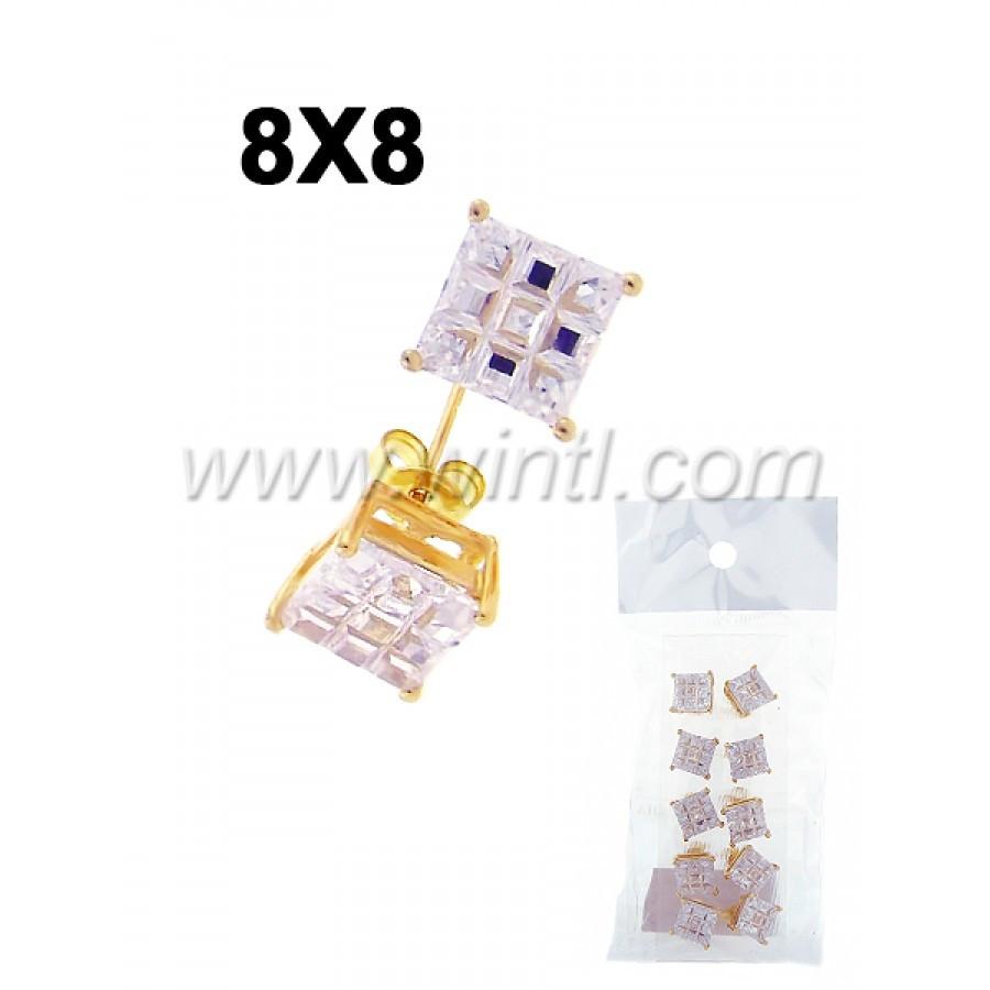 Five pairs of CZ diamond stud earrings in sterling silver, showcasing their elegant design and sparkling cubic zirconia stones.