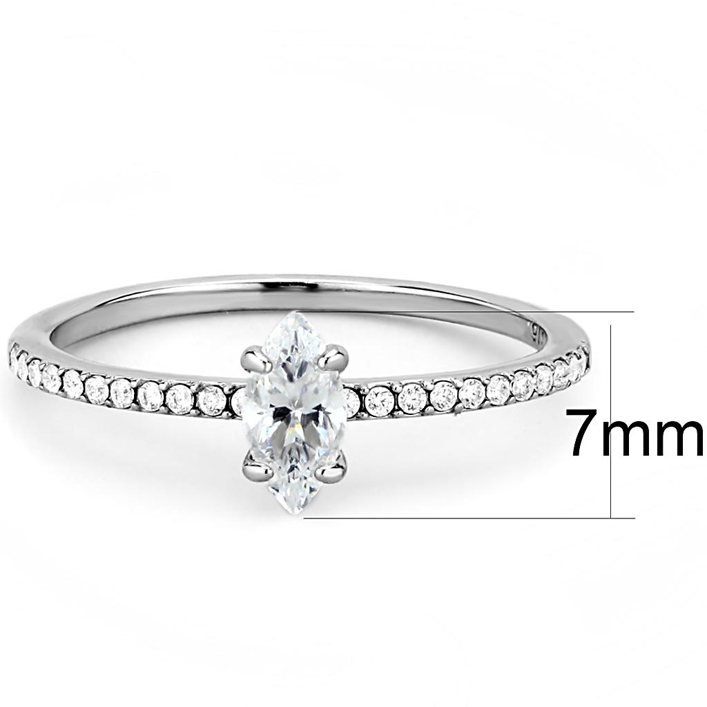 DA031 High Polished Stainless Steel Ring featuring a clear cubic stone, showcasing a sleek and modern design.
