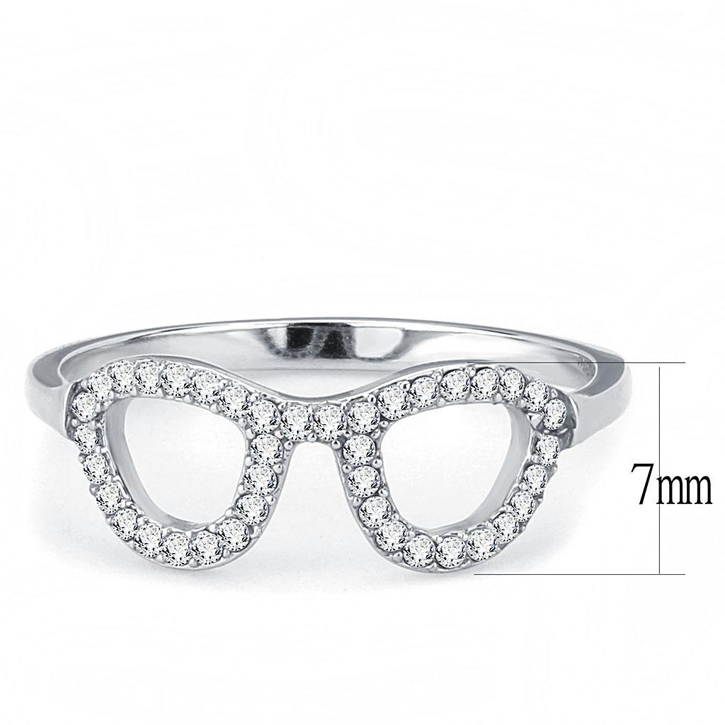 DA055 High Polished Stainless Steel Ring featuring a clear AAA Grade CZ center stone, showcasing its elegant design and shiny finish.