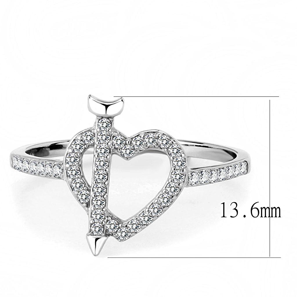 DA052 High Polished Stainless Steel Ring featuring AAA Grade clear CZ stone, showcasing its elegant design and shiny finish.