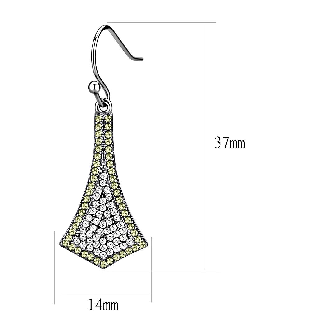 DA174 High Polished Stainless Steel Earrings featuring AAA Grade CZ in topaz color, showcasing a brilliant shine and elegant design.