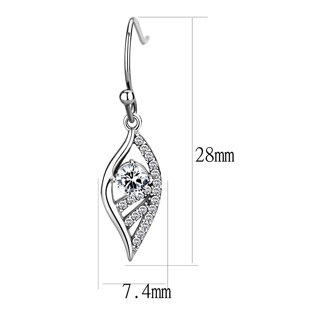 DA178 High Polished Stainless Steel Earrings featuring AAA Grade Clear CZ stone, showcasing a sleek and elegant design.