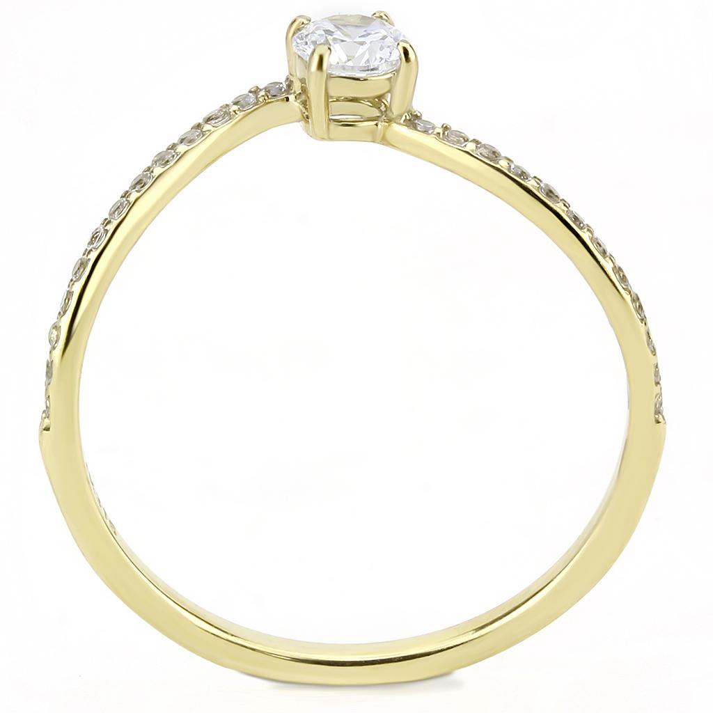 DA256 IP Gold Stainless Steel Ring featuring a clear AAA Grade CZ center stone, showcasing its elegant design and luxurious finish.