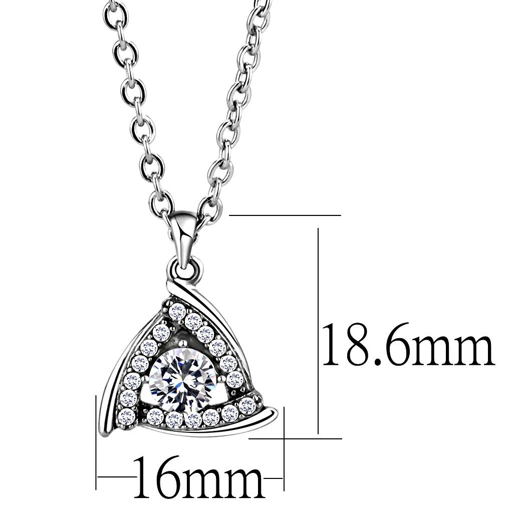 DA301 High Polished Stainless Steel Chain Pendant featuring a clear AAA Grade CZ stone, elegantly designed for everyday wear.