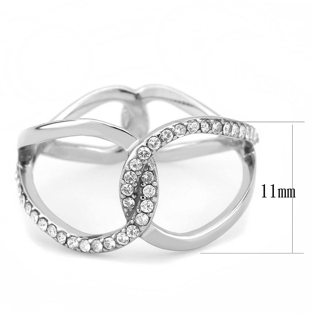 DA307 No Plating Stainless Steel Ring featuring a clear AAA Grade CZ center stone, showcasing a sleek and modern design.