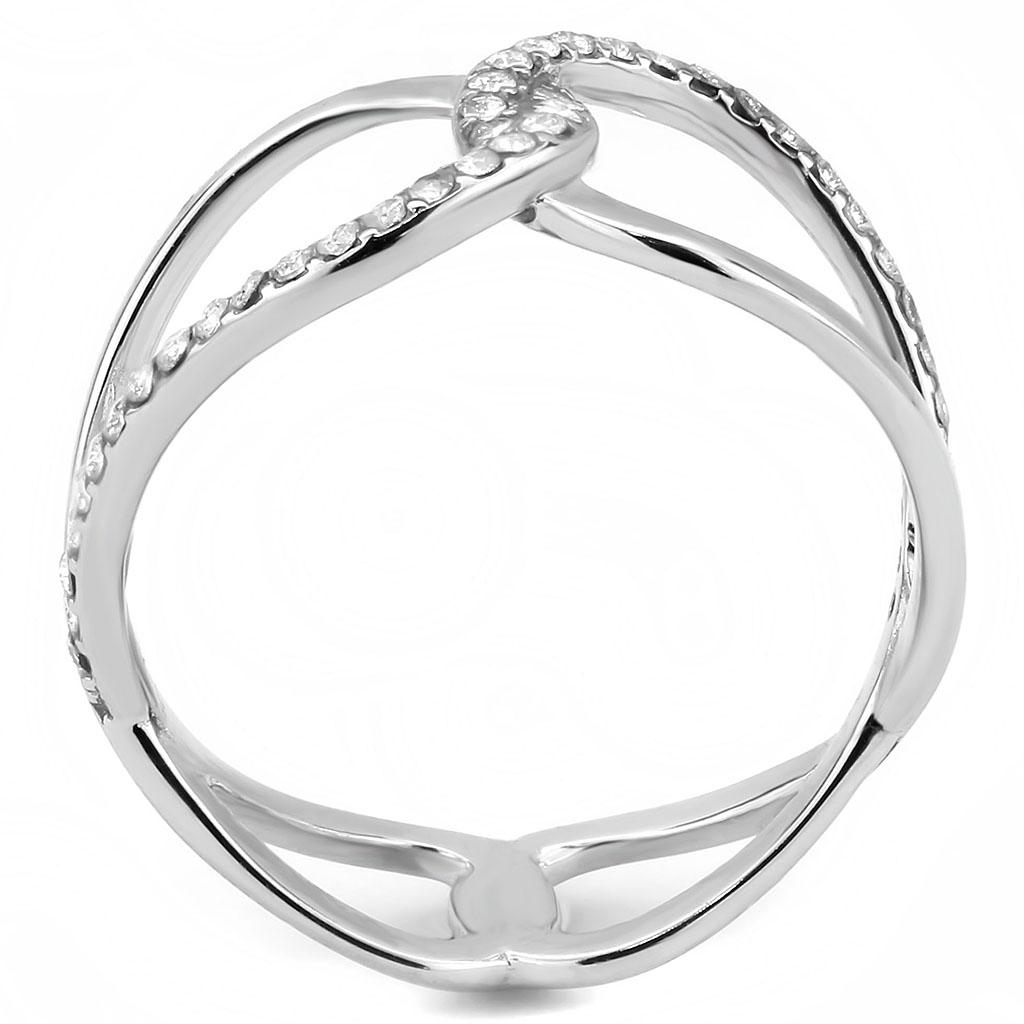 DA307 No Plating Stainless Steel Ring featuring a clear AAA Grade CZ center stone, showcasing a sleek and modern design.