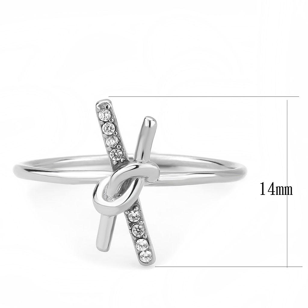DA313 No Plating Stainless Steel Ring featuring a clear AAA Grade CZ stone, showcasing its elegant design and durable material.