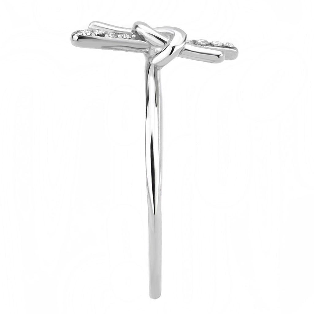 DA313 No Plating Stainless Steel Ring featuring a clear AAA Grade CZ stone, showcasing its elegant design and durable material.