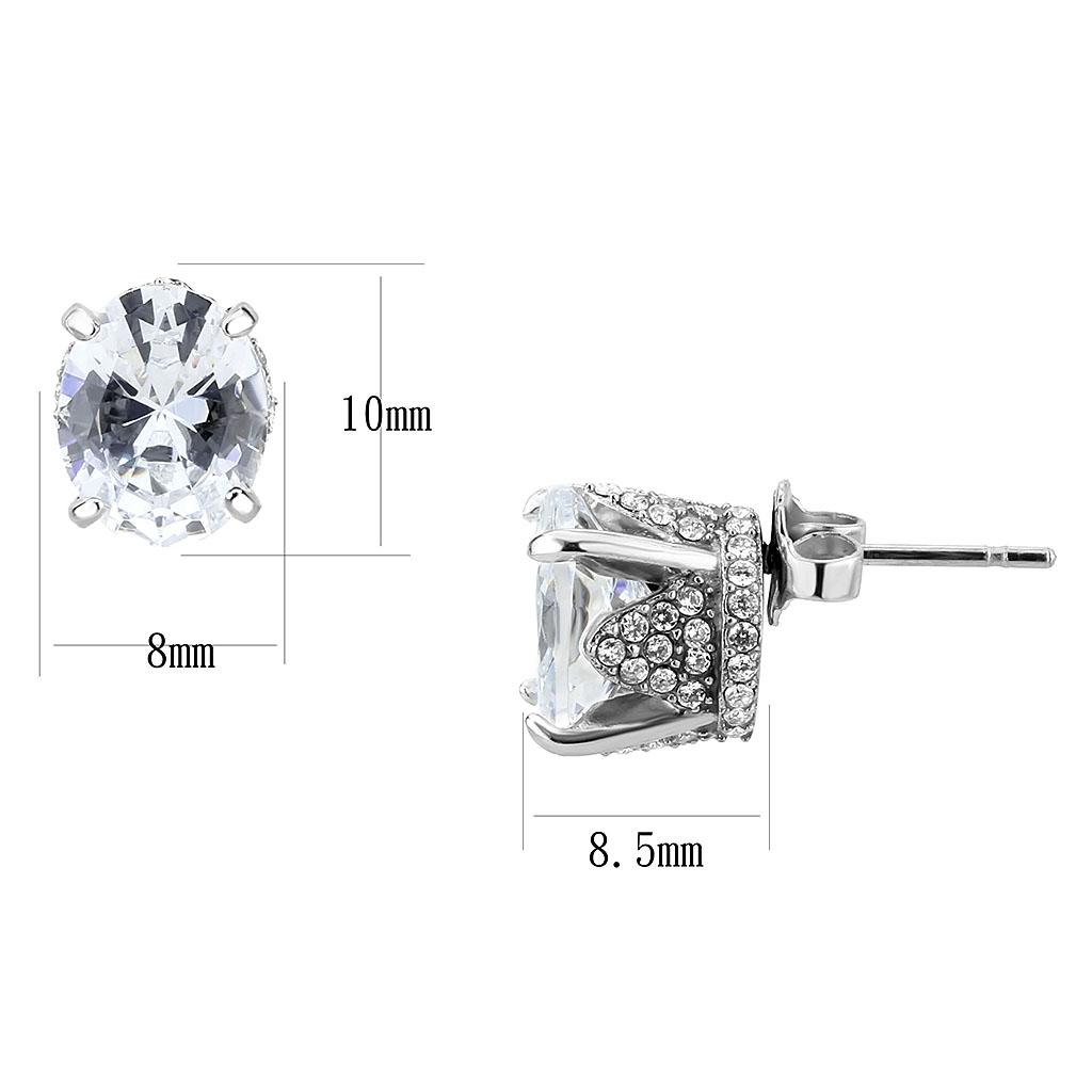 DA325 No Plating Stainless Steel Earrings featuring AAA Grade CZ, showcasing a clear center stone and elegant design.