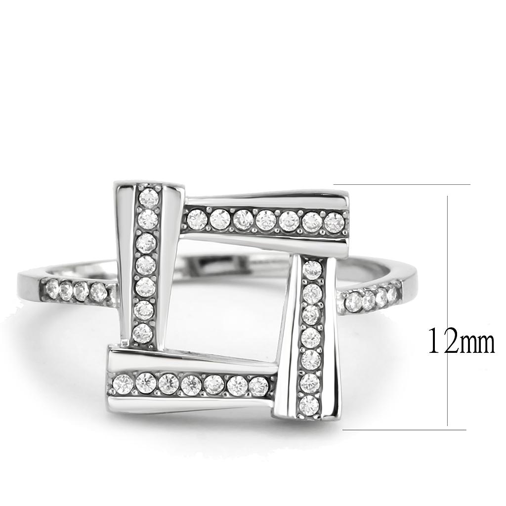 DA341 No Plating Stainless Steel Ring featuring a clear AAA Grade CZ stone, showcasing its elegant design and durable material.