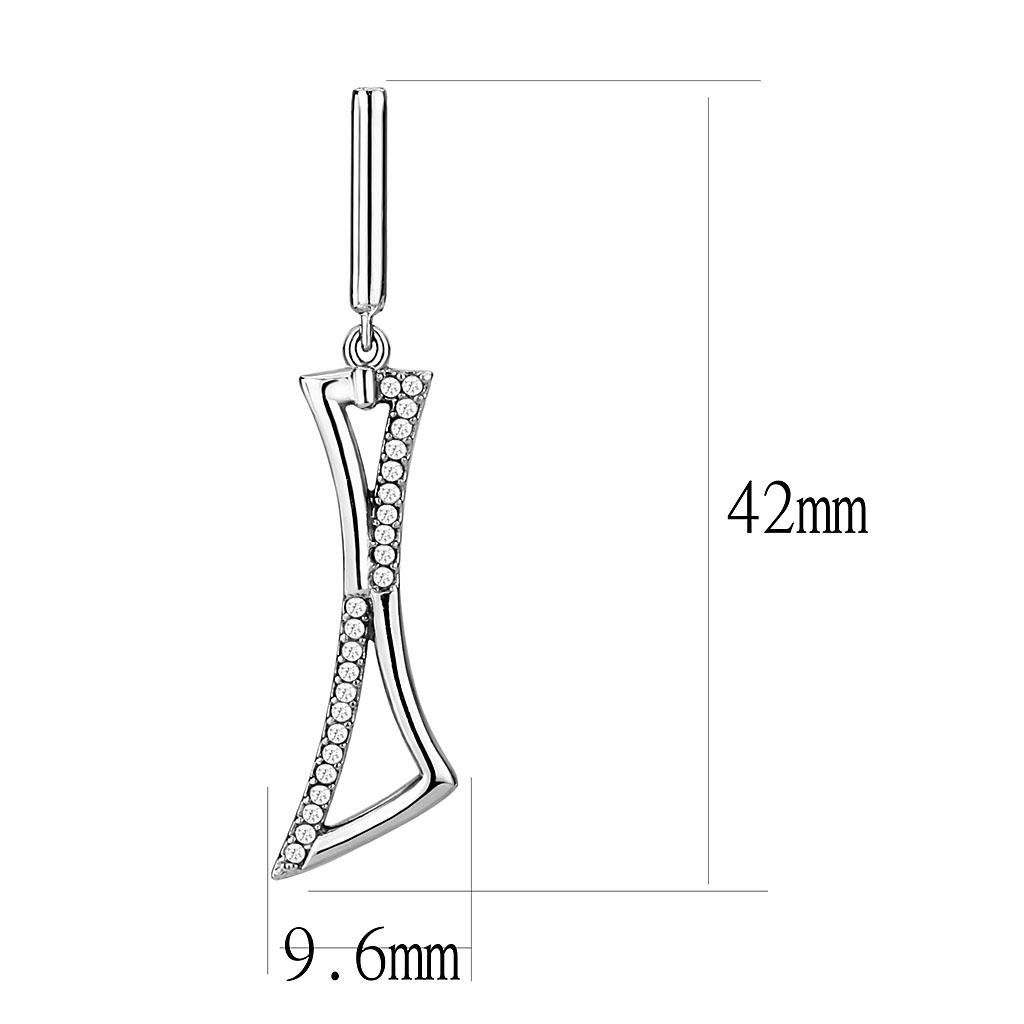 DA372 High Polished Stainless Steel Earrings featuring AAA Grade Clear CZ stone, showcasing a sleek and elegant design.