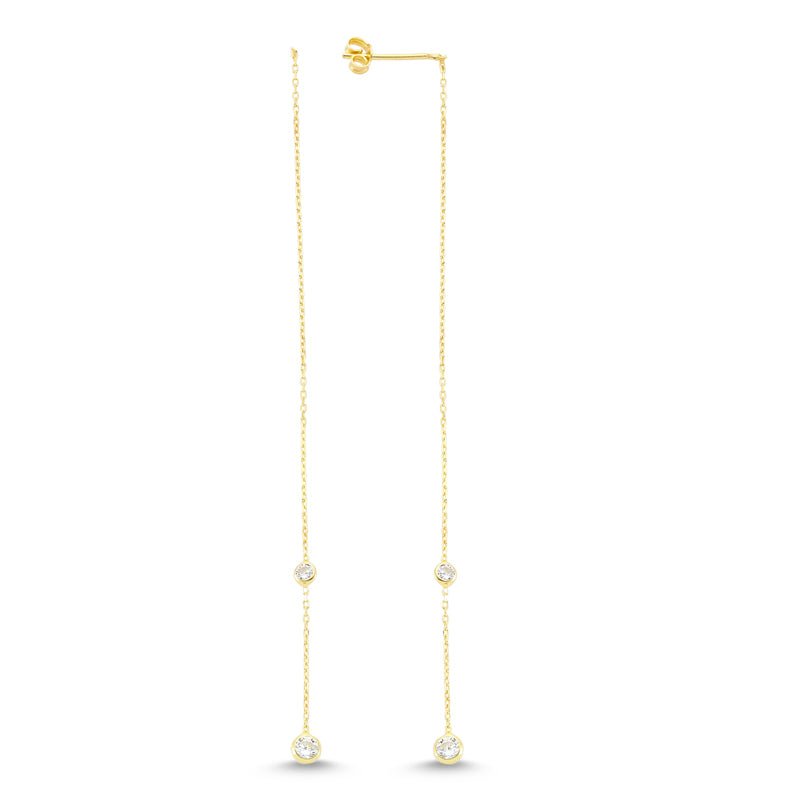 Dainty Diamond Minimalist Long Threader Earrings in 925 Sterling Silver with clear CZ crystals, showcasing elegant design and craftsmanship.