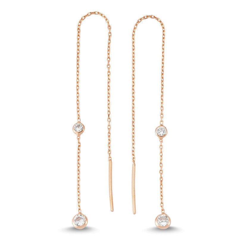 Dainty Diamond Minimalist Long Threader Earrings in 925 Sterling Silver with clear CZ crystals, showcasing elegant design and craftsmanship.