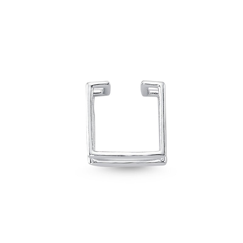 Dainty Square Cartilage Cuffs Earrings in Silver with clear CZ crystals, showcasing a modern and elegant design.