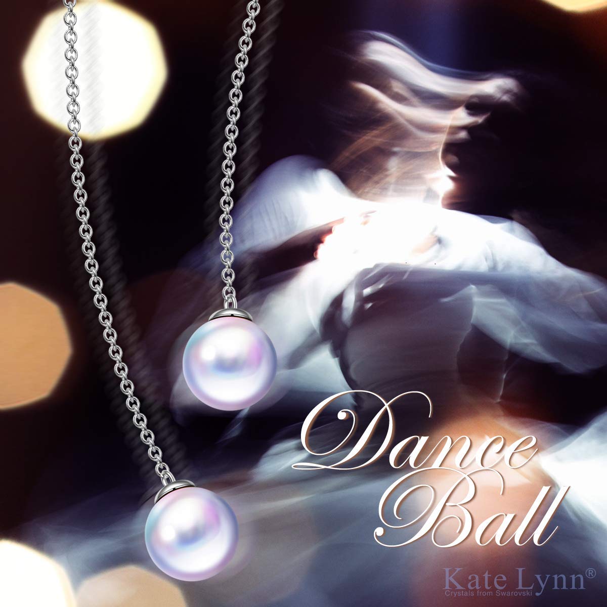 Dangling mock pearl crystal earrings featuring round freshwater pearls and white crystals, set in 14K white gold plated brass.