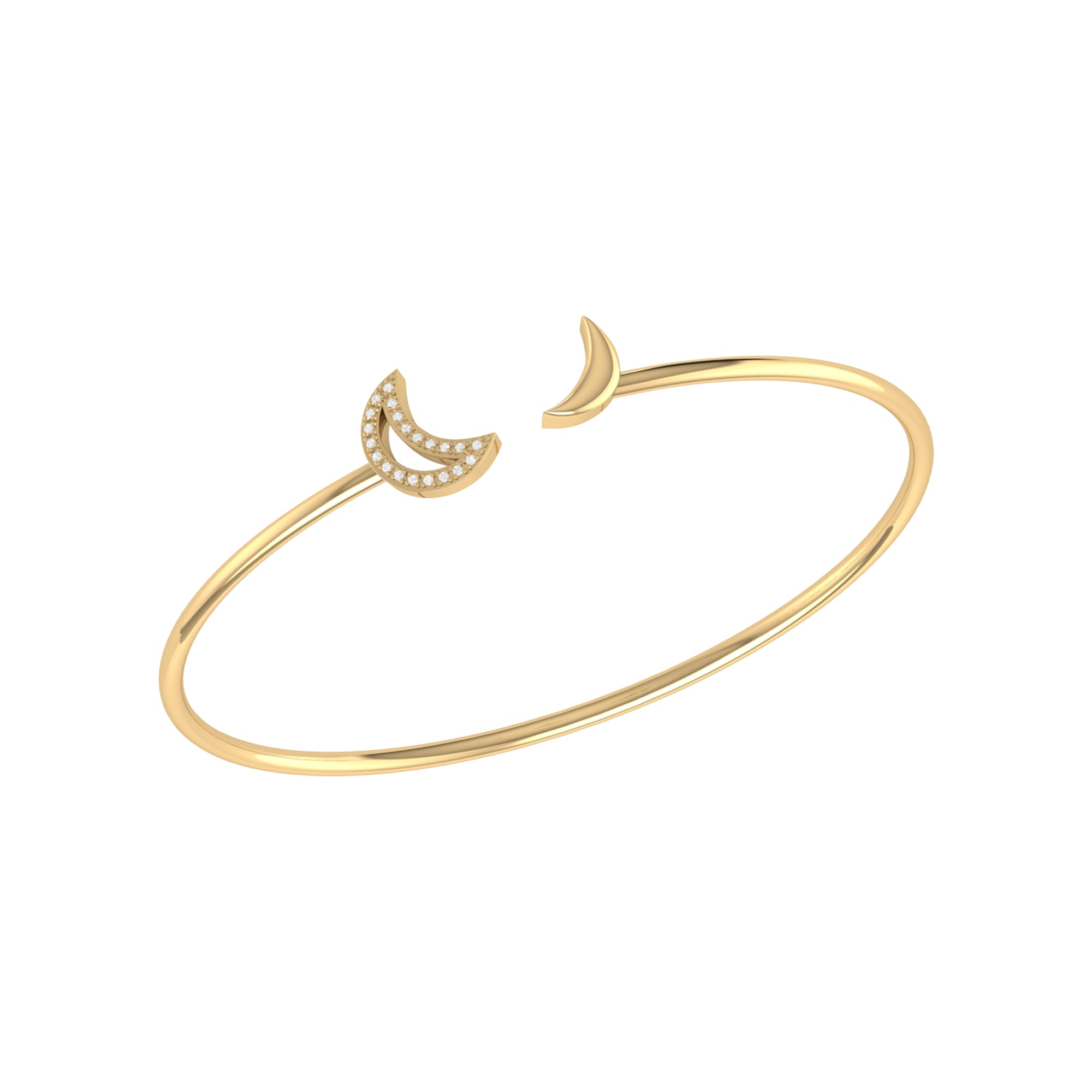 Date Night Double Crescent Adjustable Diamond Cuff in 14K Yellow Gold with genuine diamonds, showcasing its elegant design and luxurious finish.