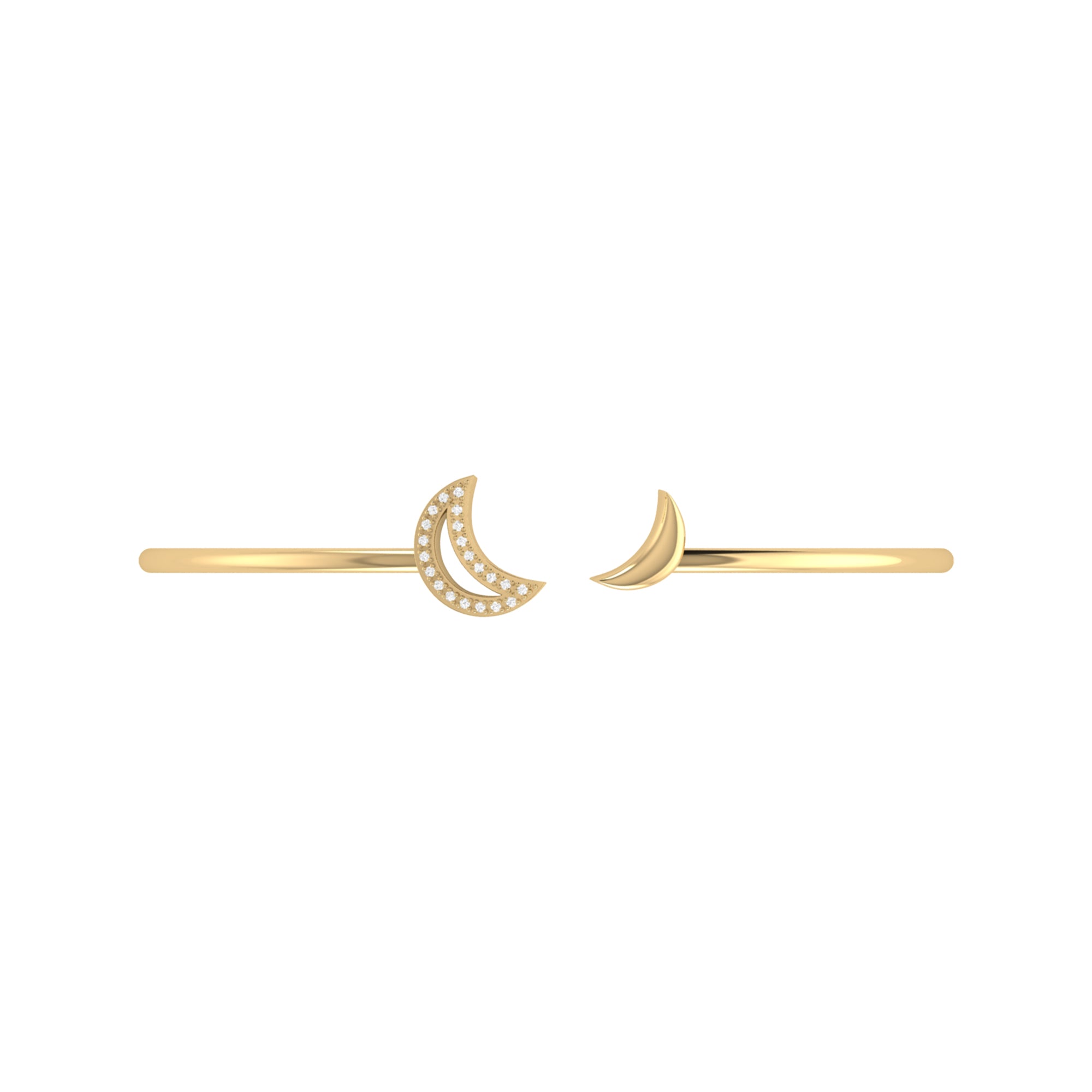 Date Night Double Crescent Adjustable Diamond Cuff in 14K Yellow Gold with genuine diamonds, showcasing its elegant design and luxurious finish.