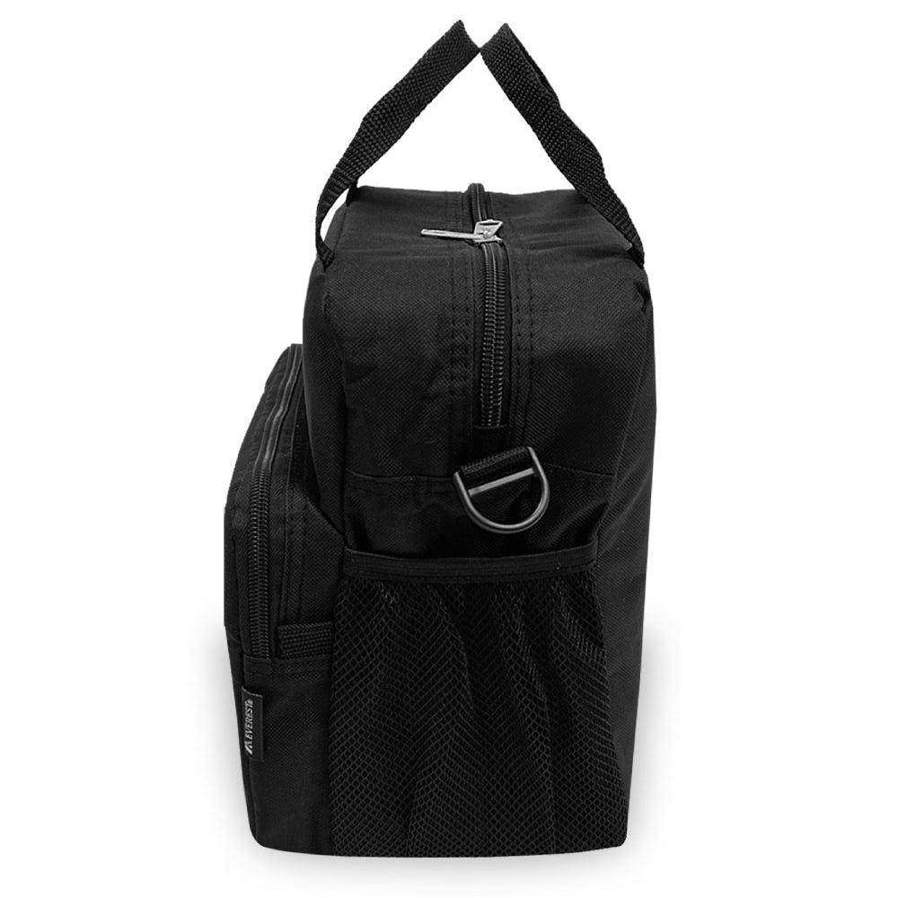 A versatile DELUXE UTILITY BAG made from durable 600D polyester, featuring multiple compartments, a padded shoulder strap, and grab handles.