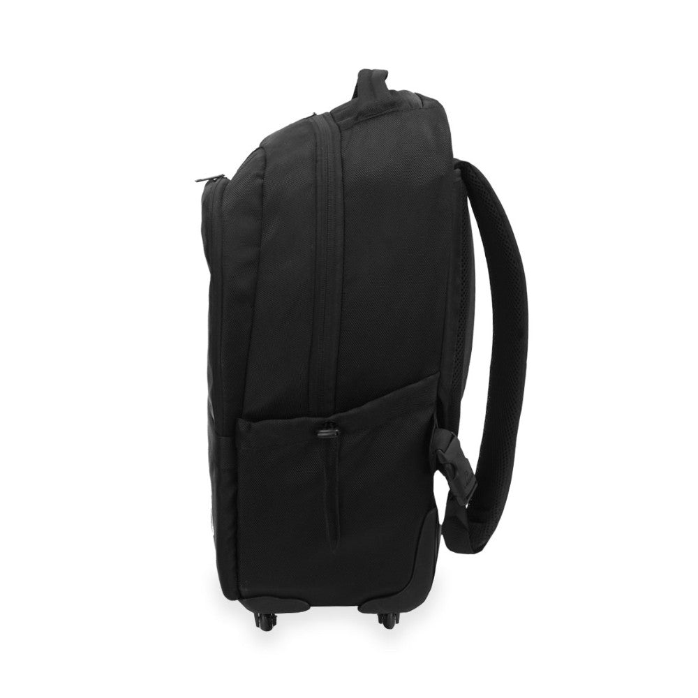 A stylish and functional DELUXE WHEELED LAPTOP BAG with padded laptop sleeve, retractable handle, and four spinner wheels.