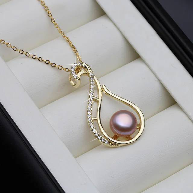 Designer Freshwater Pearl Twirl Simulated Diamond Necklace in Gold featuring high-quality pearls and sparkling simulated diamonds.