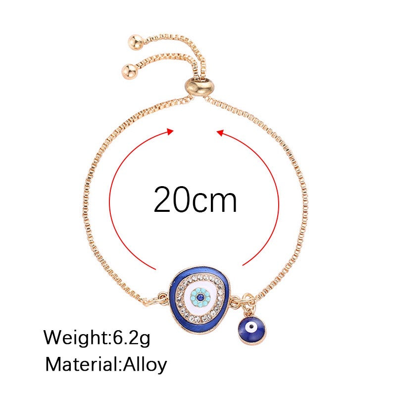 A collection of Devil's Eye bracelets made from alloy, showcasing intricate designs and a protective symbol.