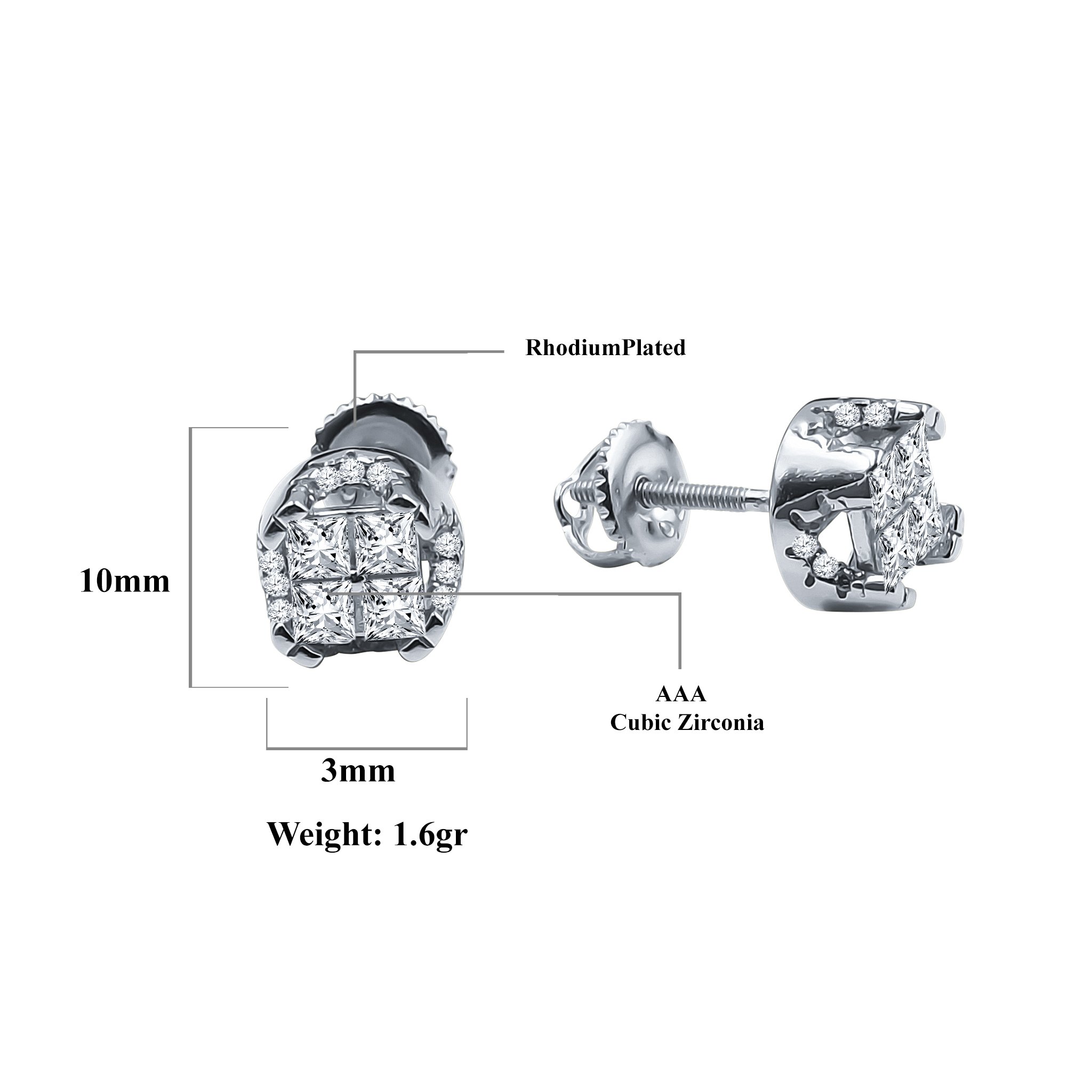 A pair of elegant Diamante Screw Back Earrings featuring shiny cubic zircon stones set in a gold-colored frame, perfect for everyday wear.