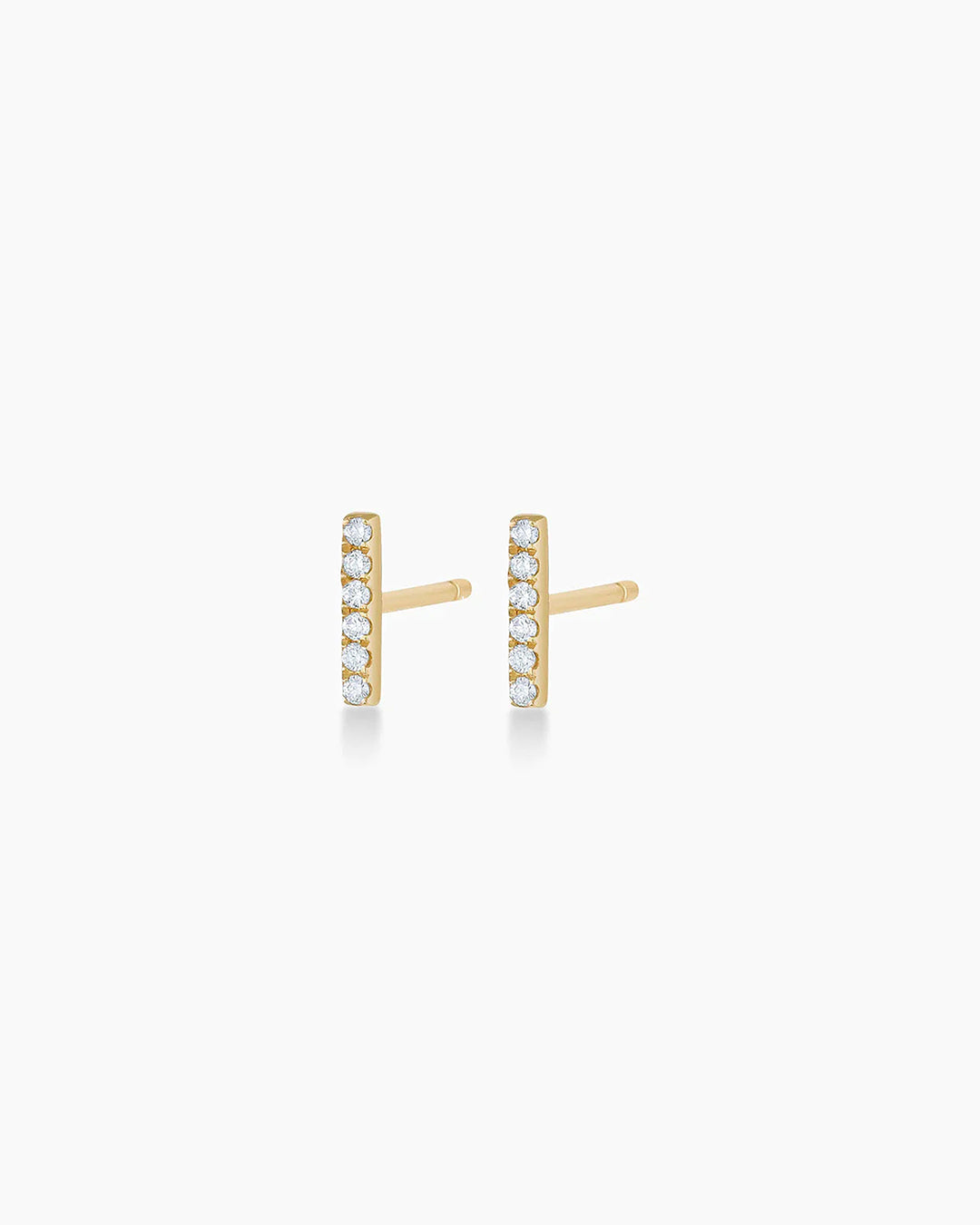 A pair of elegant Diamond Bar Studs featuring sparkling lab-grown diamonds arranged in a sleek bar design.