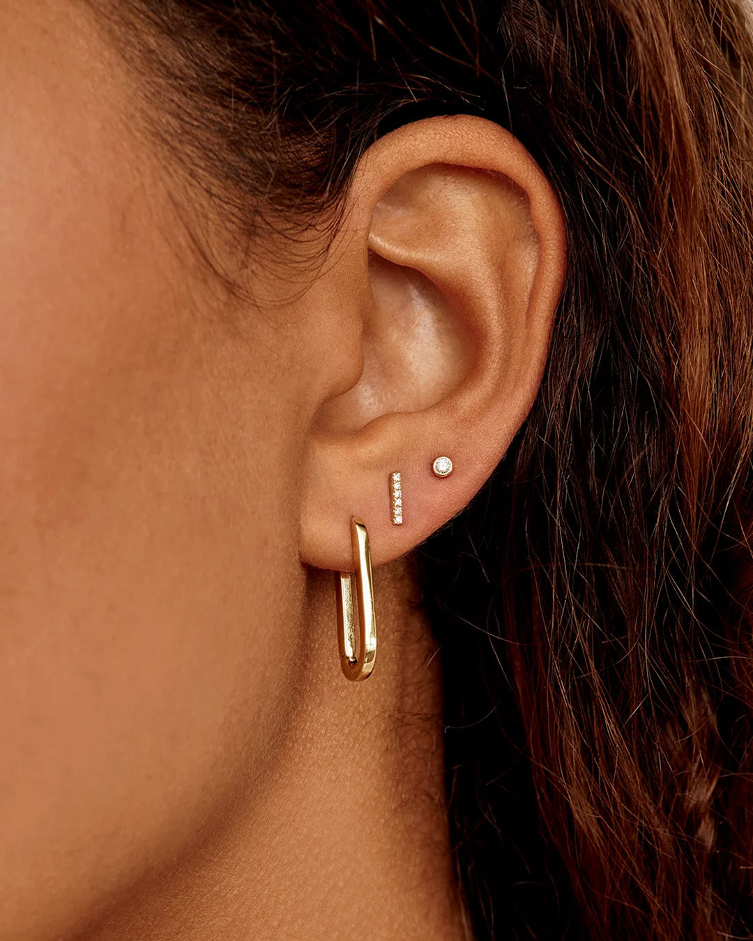 A pair of elegant Diamond Bar Studs featuring sparkling lab-grown diamonds arranged in a sleek bar design.