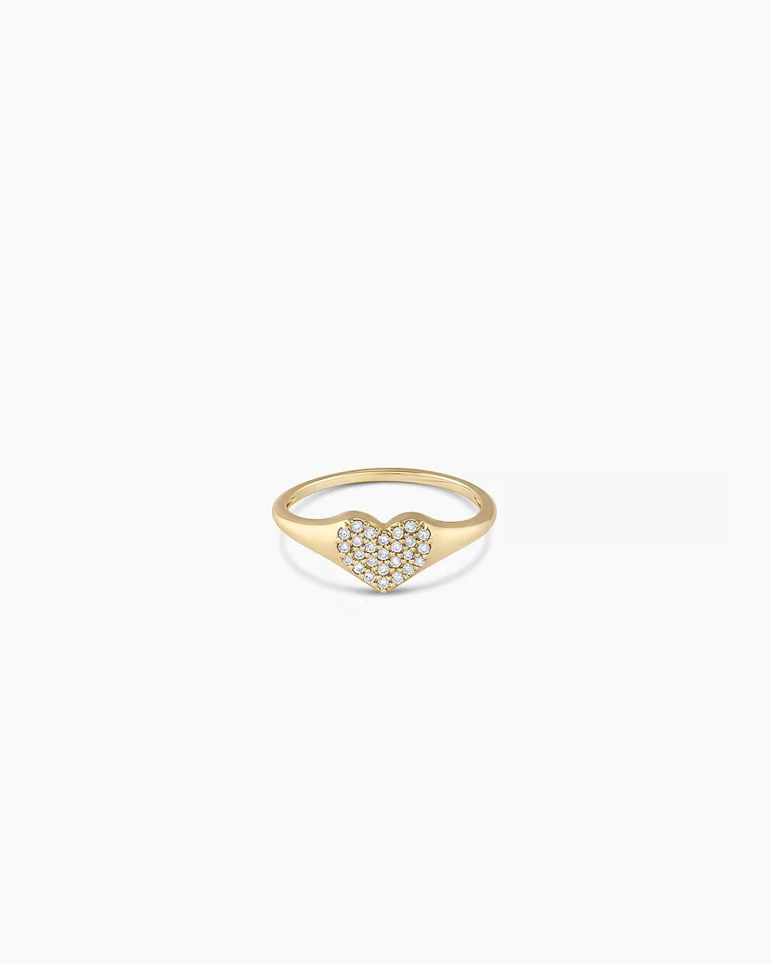 Elegant Diamond Heart Signet Ring crafted from solid gold with intricate diamond detailing and a romantic heart design.