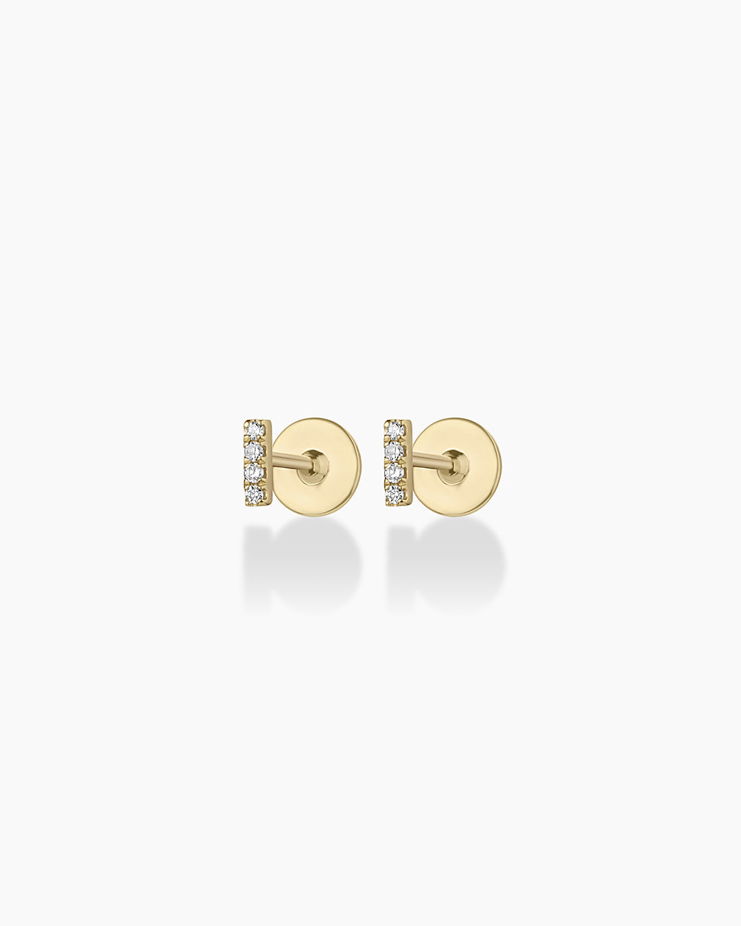 Elegant Diamond Pavé Bar Flat Back Studs featuring sparkling lab-grown diamonds in a minimalistic design.