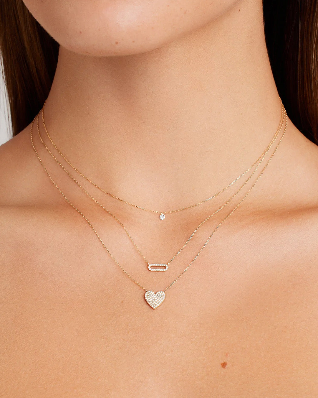 Elegant Diamond Pavé Heart Necklace featuring 60 lab-grown diamonds with a total weight of 0.72 CT, showcasing a sophisticated heart design.
